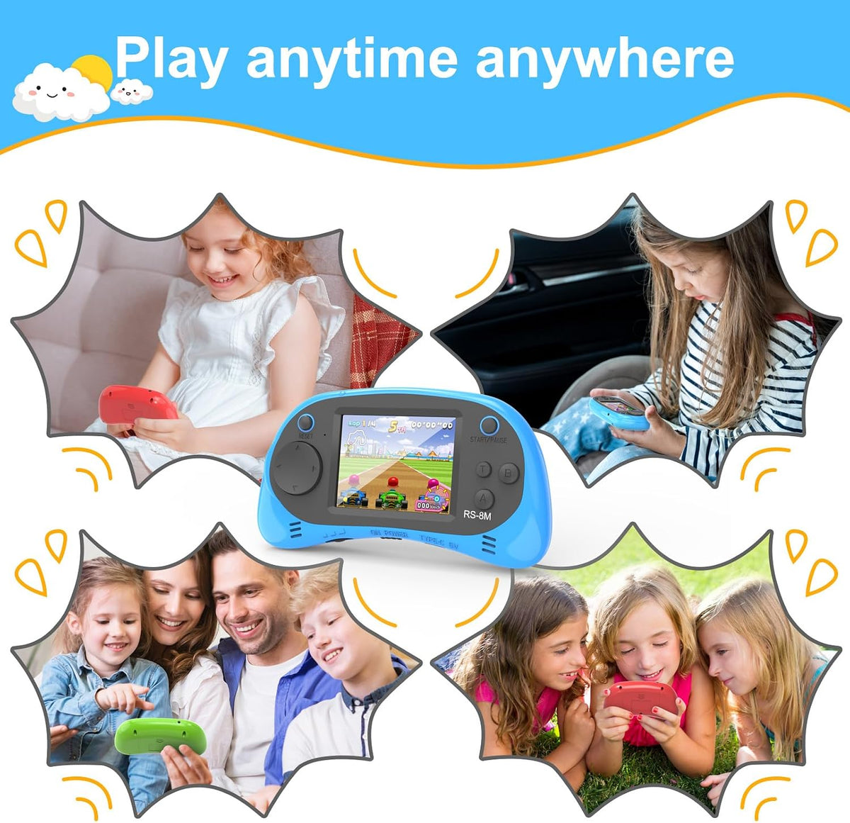 EASEGMER Reproductor de juegos de mano para niños, 220 juegos integ...