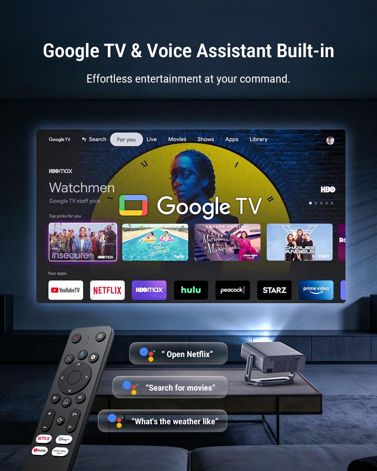 Proyector inteligente 4K [incluido con Google TV Stick] con WiFi y...