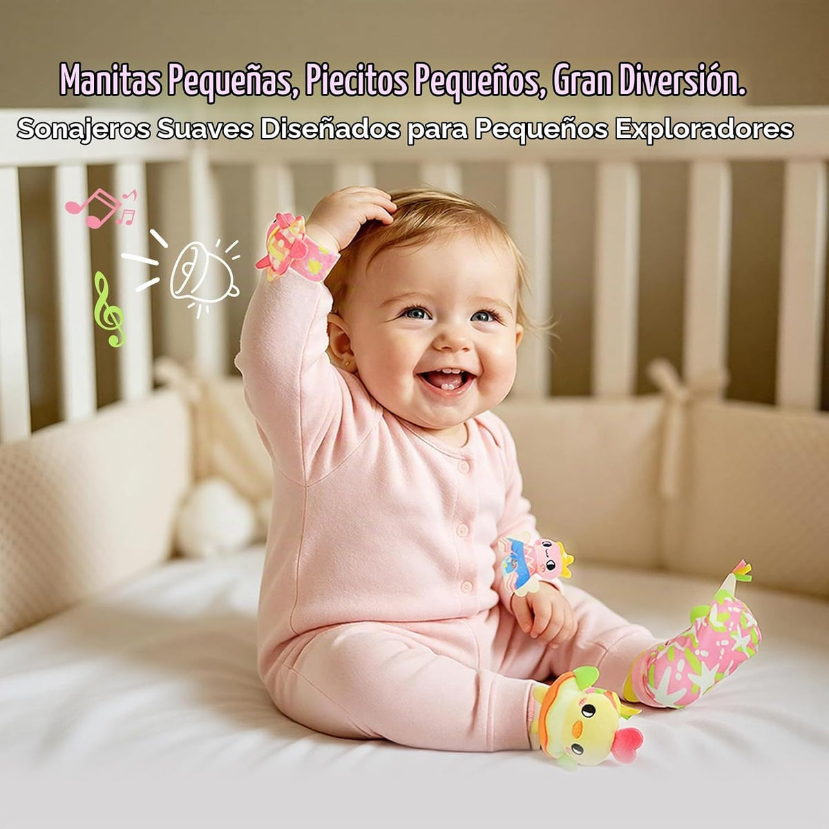Zendstanding Calcetines de sonajero para bebés de 0 a 6 meses, jueg...