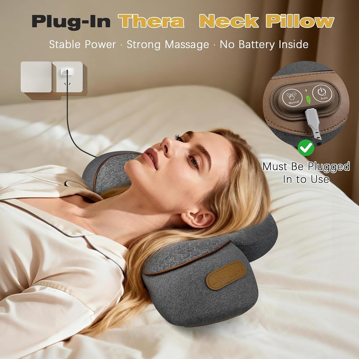 Almohada masajeadora de cuello 3 en 1 para aliviar el dolor, masaje...