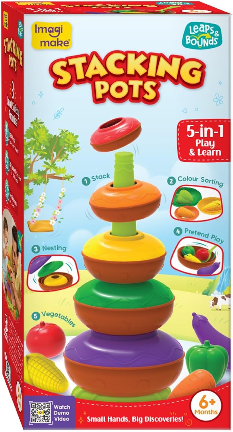 Imagimake Leaps &amp; Bounds - Ollas apilables, juguete de activida...