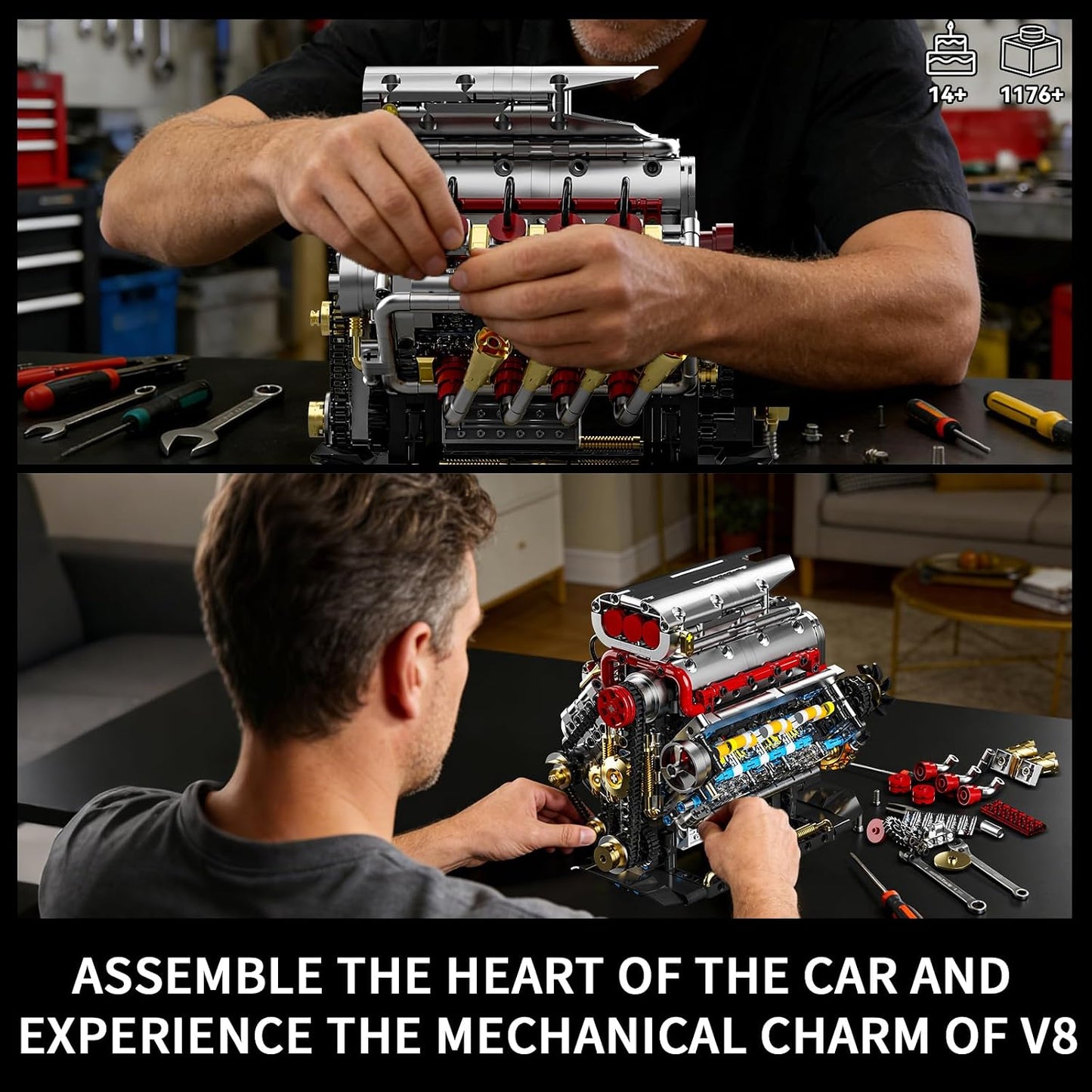 BseSparklion V8 Kit de modelo de motor que funciona, juego de const...