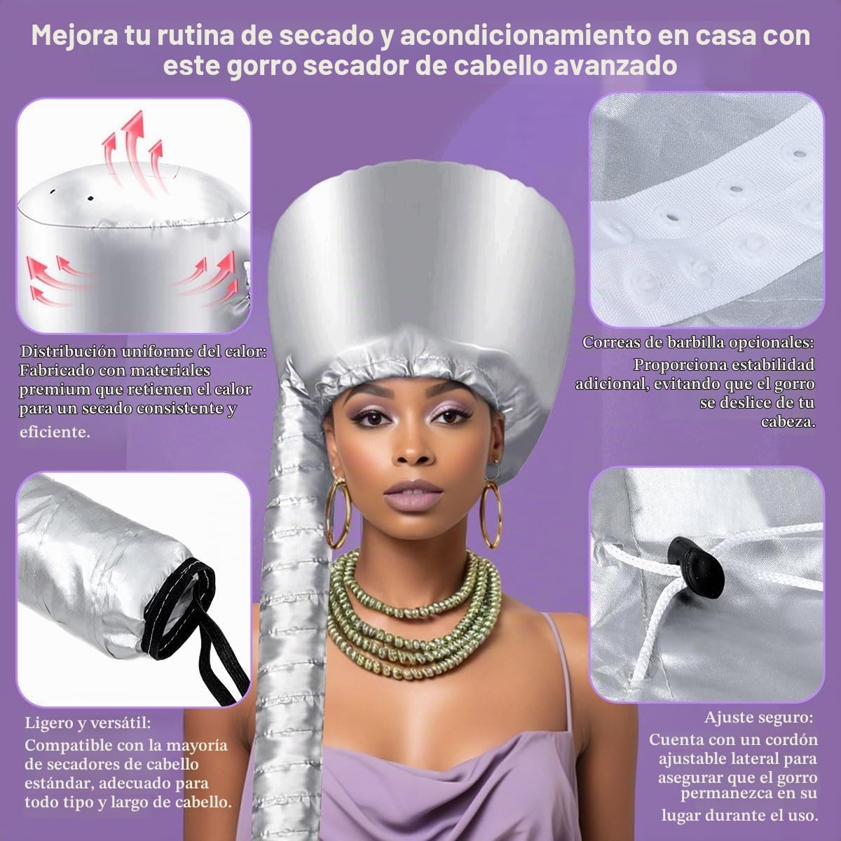 Secador de pelo con capucha, secador de pelo de secado rápido para...