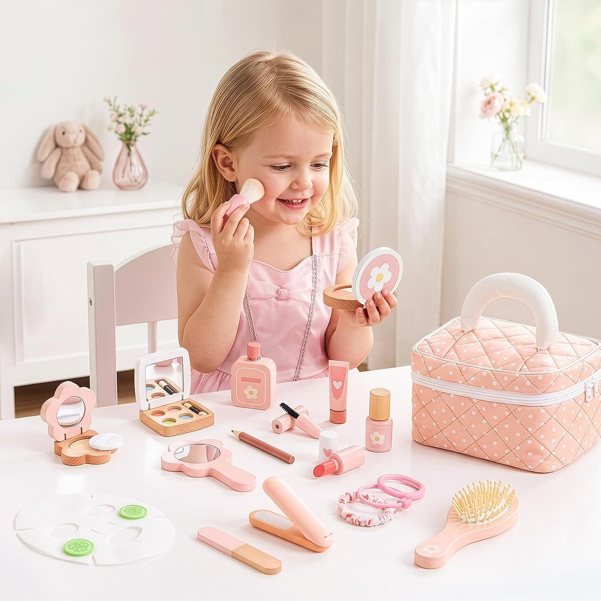 OOOK Maquillaje de madera para niños pequeños de 3 a 5 años con 23...