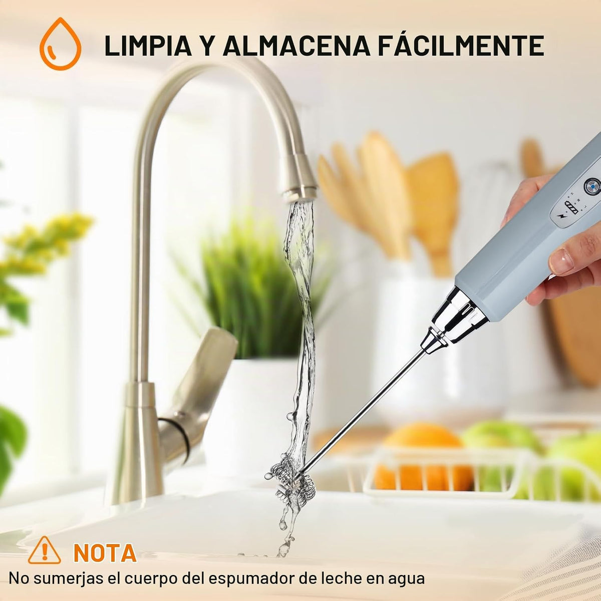 YUSWKO Espumador de leche recargable para café, batidora de bebidas...