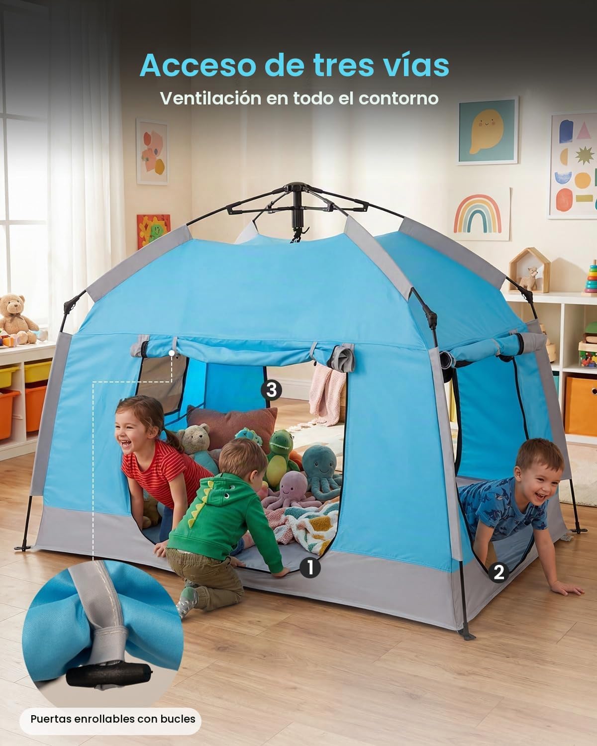 Casa de juegos para niños fácil de instalar con bonita tira de luce...