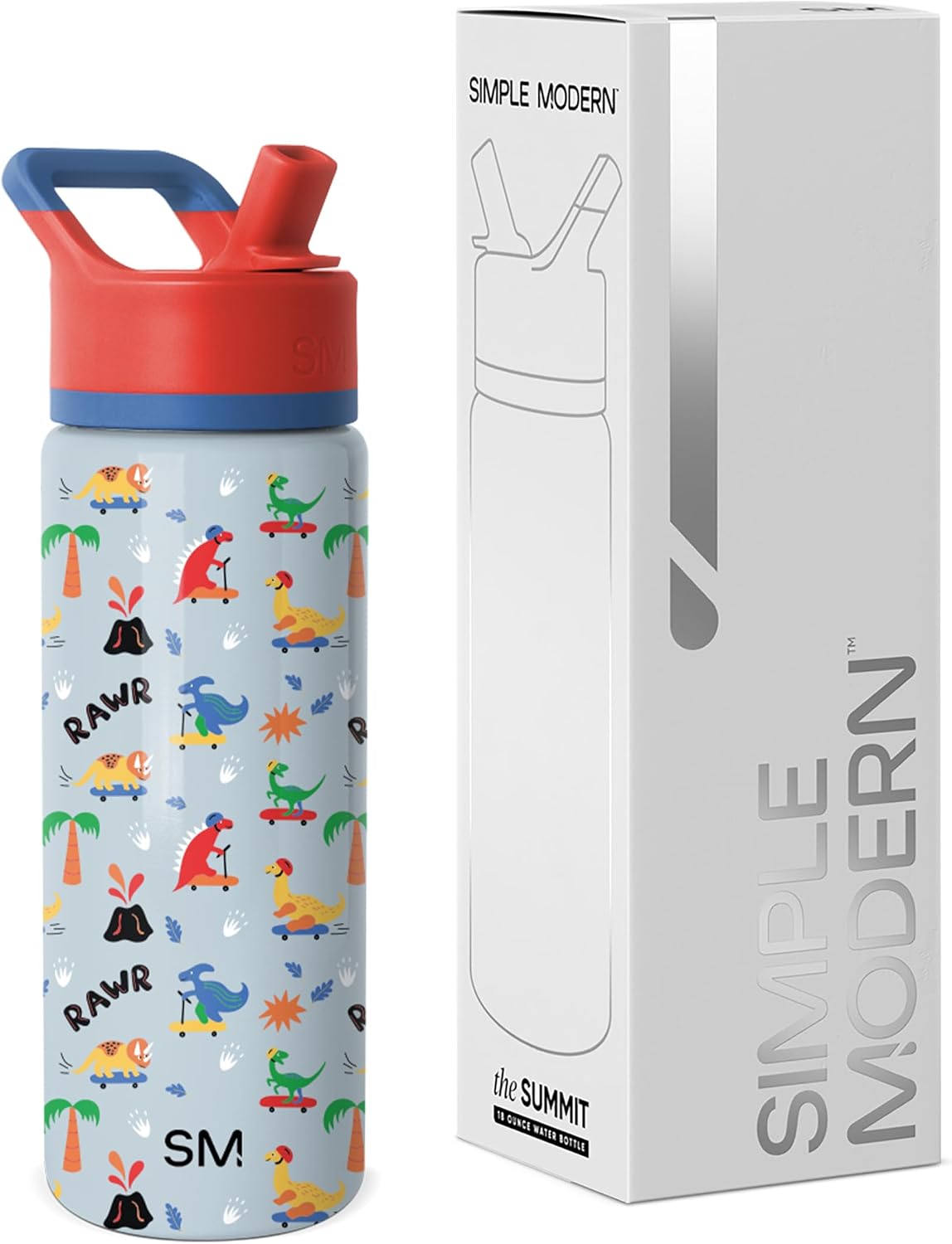 Simple Modern Kids Summit - Botella de agua con tapa con pajilla, v...