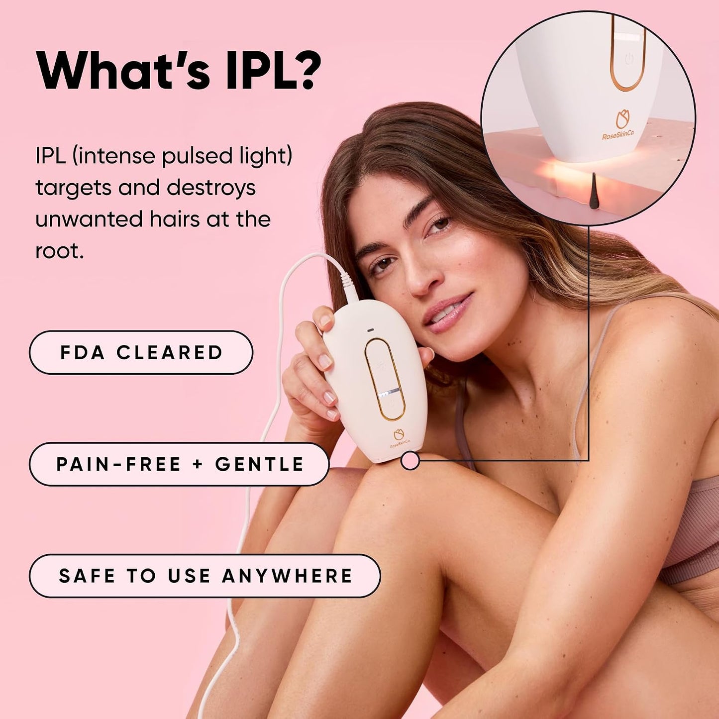 RoseSkinCo Lumi - Dispositivo de depilación láser IPL, reducción pe...