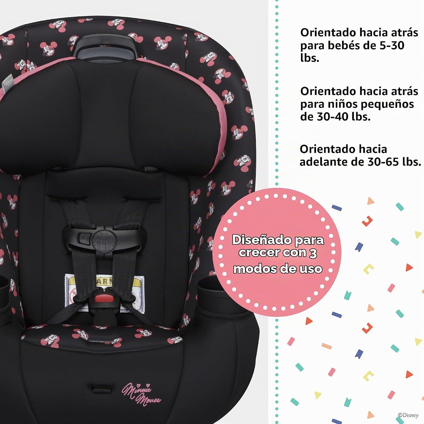 Disney Baby Ellaris - Asiento convertible 3 en 1 para automóvil, di...