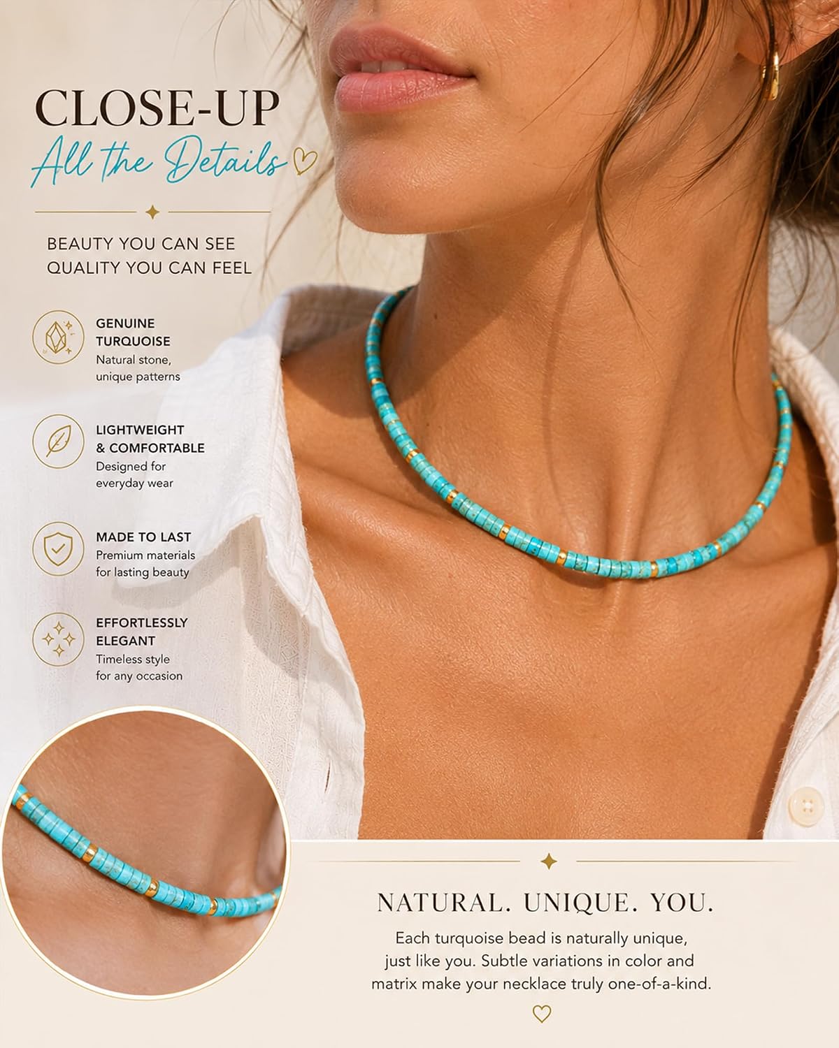 MIDDLUX Collar de cuentas estilo Heishi con gemas\/perlas naturales...