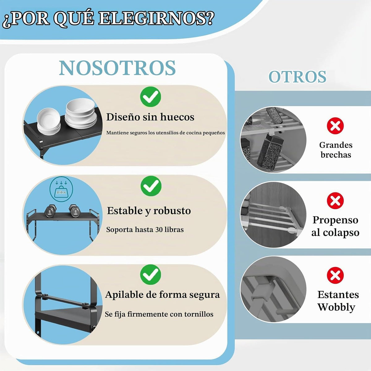 Organizadores de estantes de gabinete de cocina de 15.5 a 25.5 pulg...