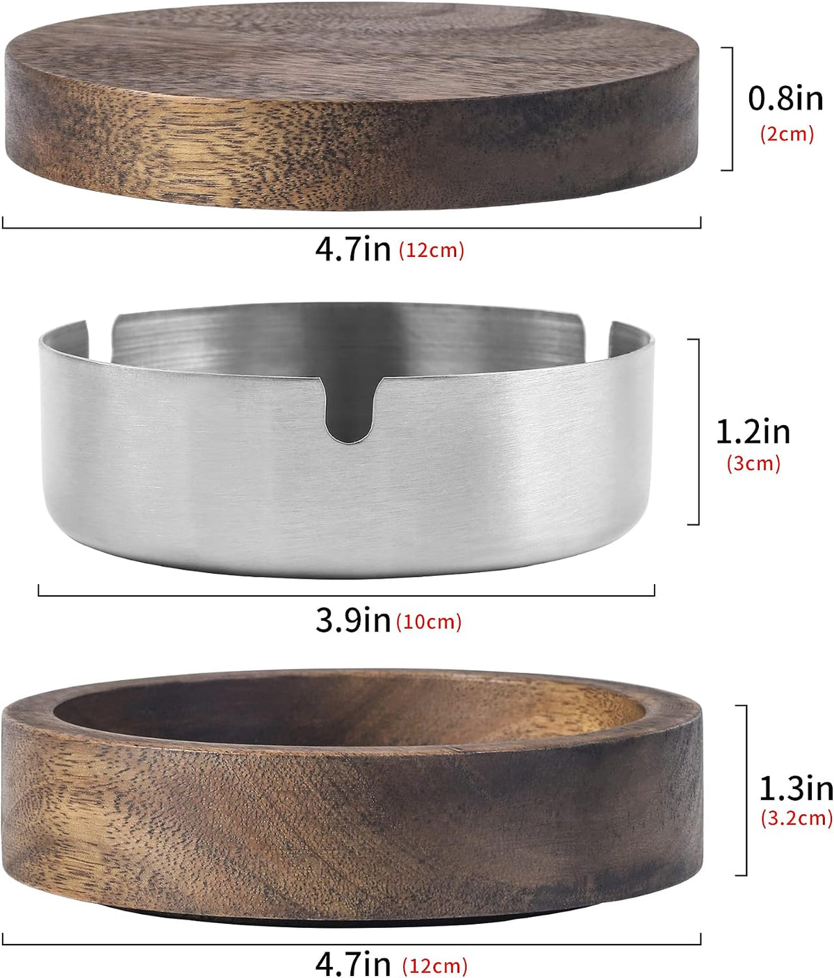 Cenicero de madera con tapa para fumadores, revestimiento de acero...