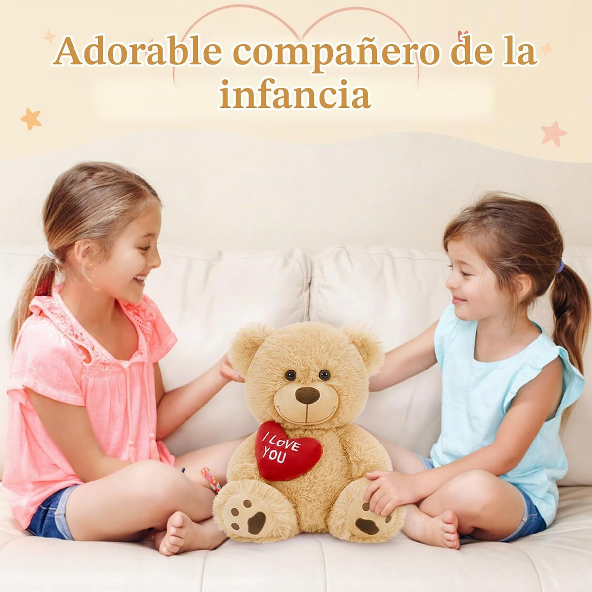 BENINY Oso de peluche de 12 pulgadas con corazón, bonito oso de pel...