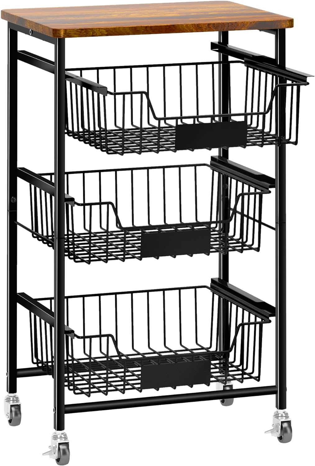 OKZEST - Carrito de almacenamiento de cocina de 4 niveles con 3 caj...