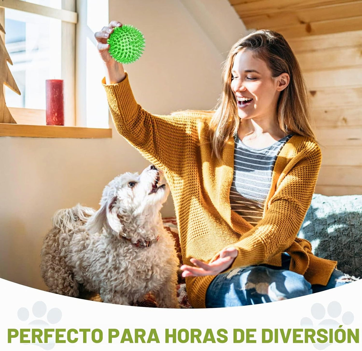 SHARLOVY Pelota de juguetes para perros grandes de 3.5", paquet...