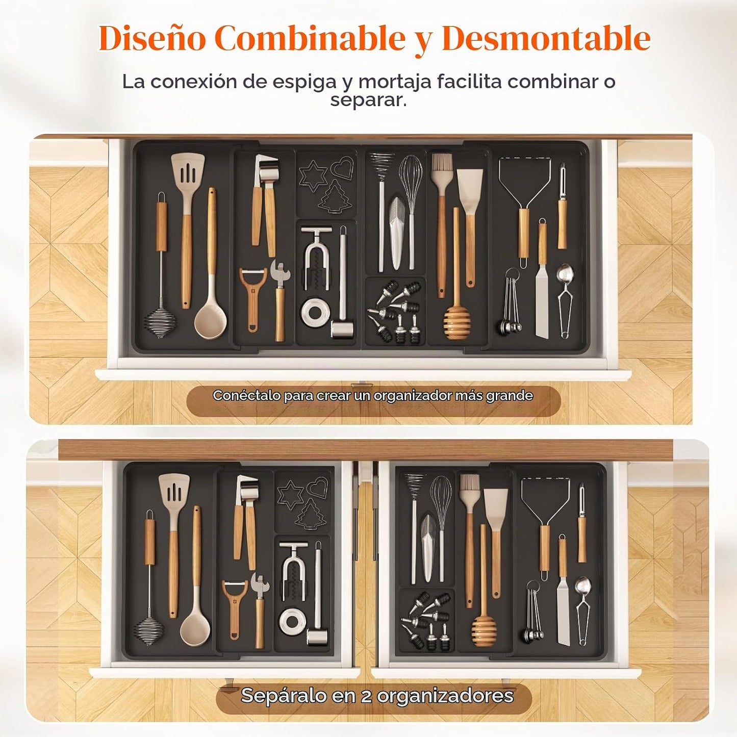 Lifewit Organizador de utensilios expandible para cajón de cocina,...