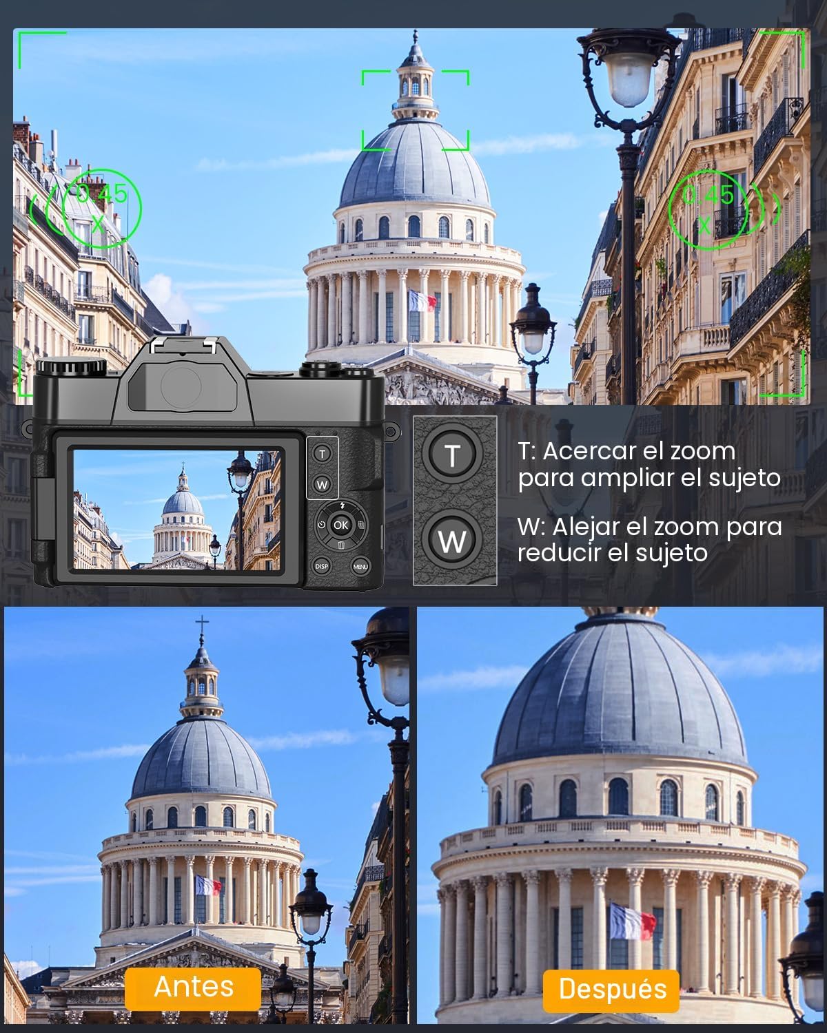 VJIANGER Cámara digital 4K, cámara de vlogging con WiFi y pantalla...