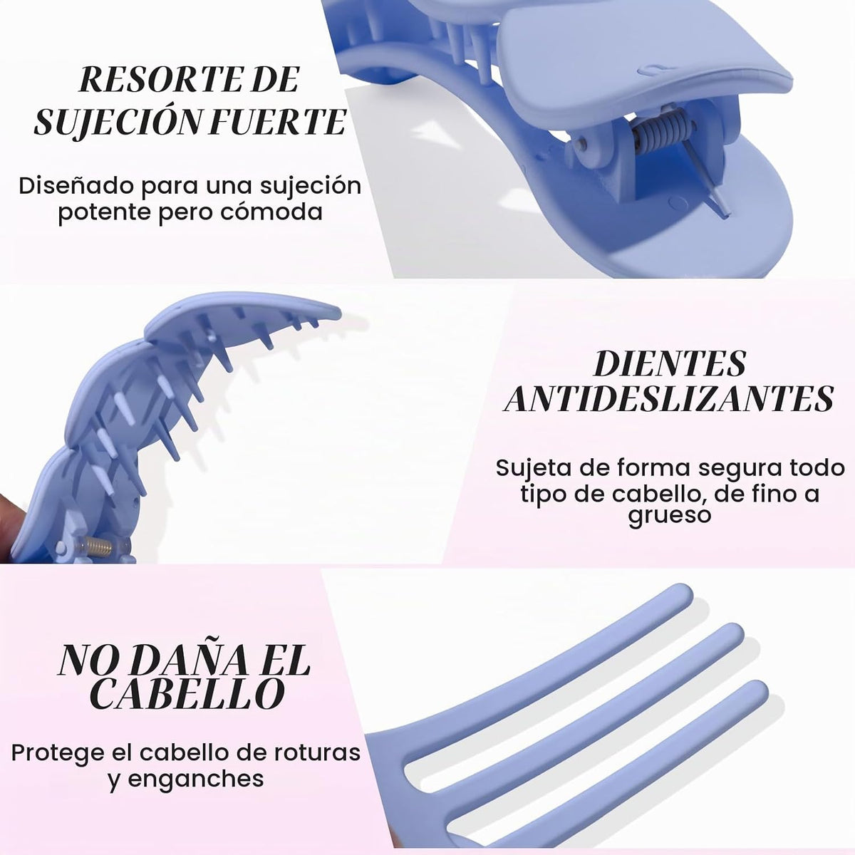 Amlaidu Pinzas de pelo planas medianas para mujer, pinzas de agarre...