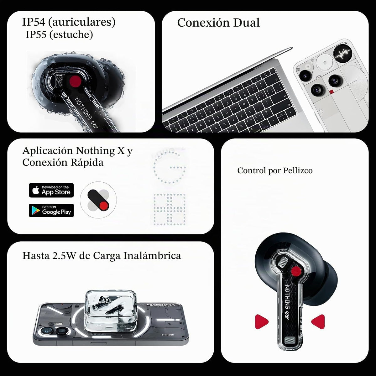 Nothing Ear - Auriculares inalámbricos Bluetooth, 45dB Cancelación...