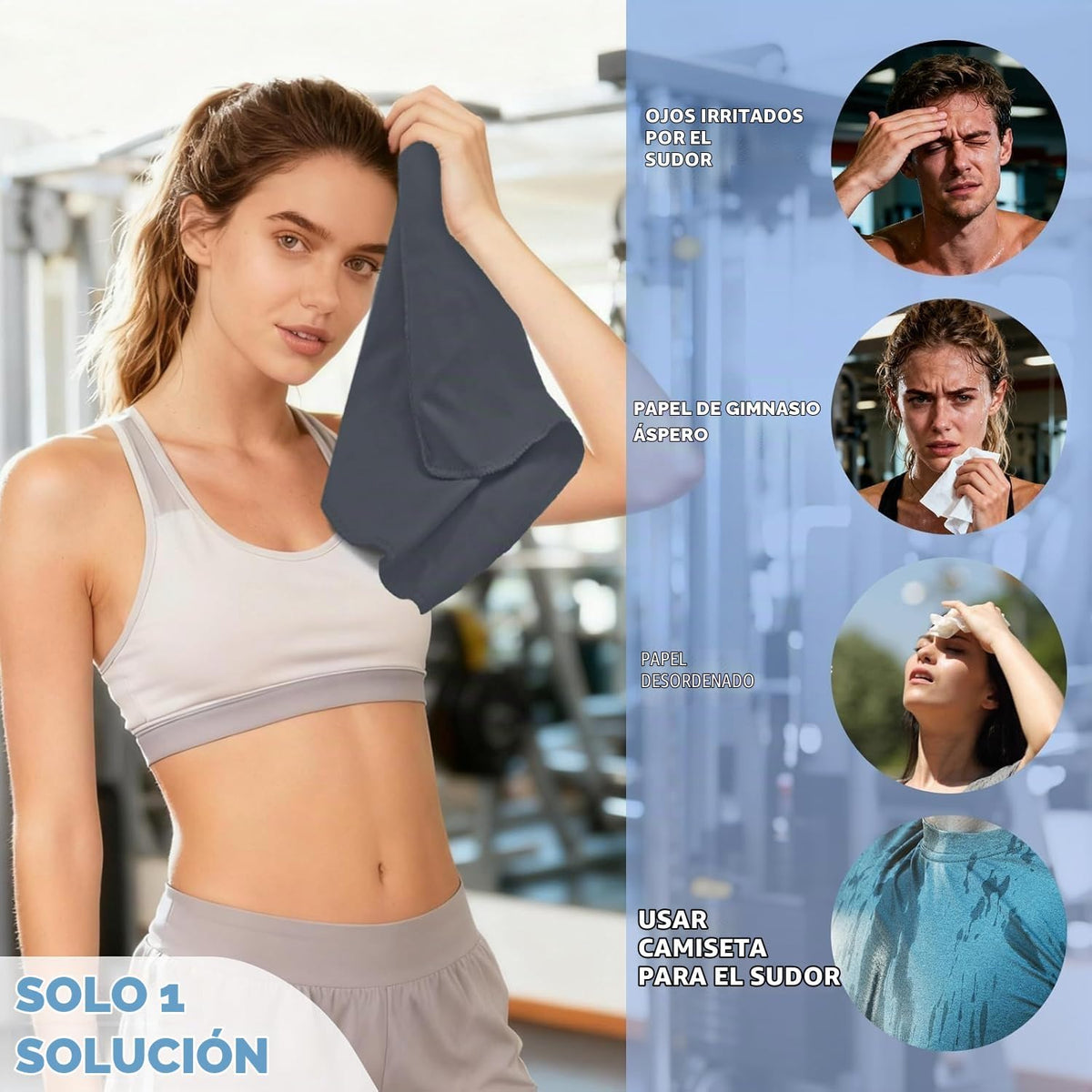 Vnoss Toallas de gimnasio de microfibra, de secado rápido, altament...