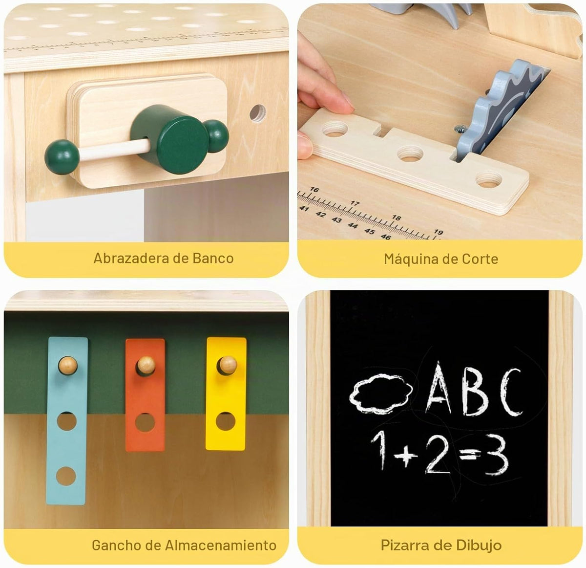 OOOK Banco de herramientas para niños, banco de trabajo de madera c...