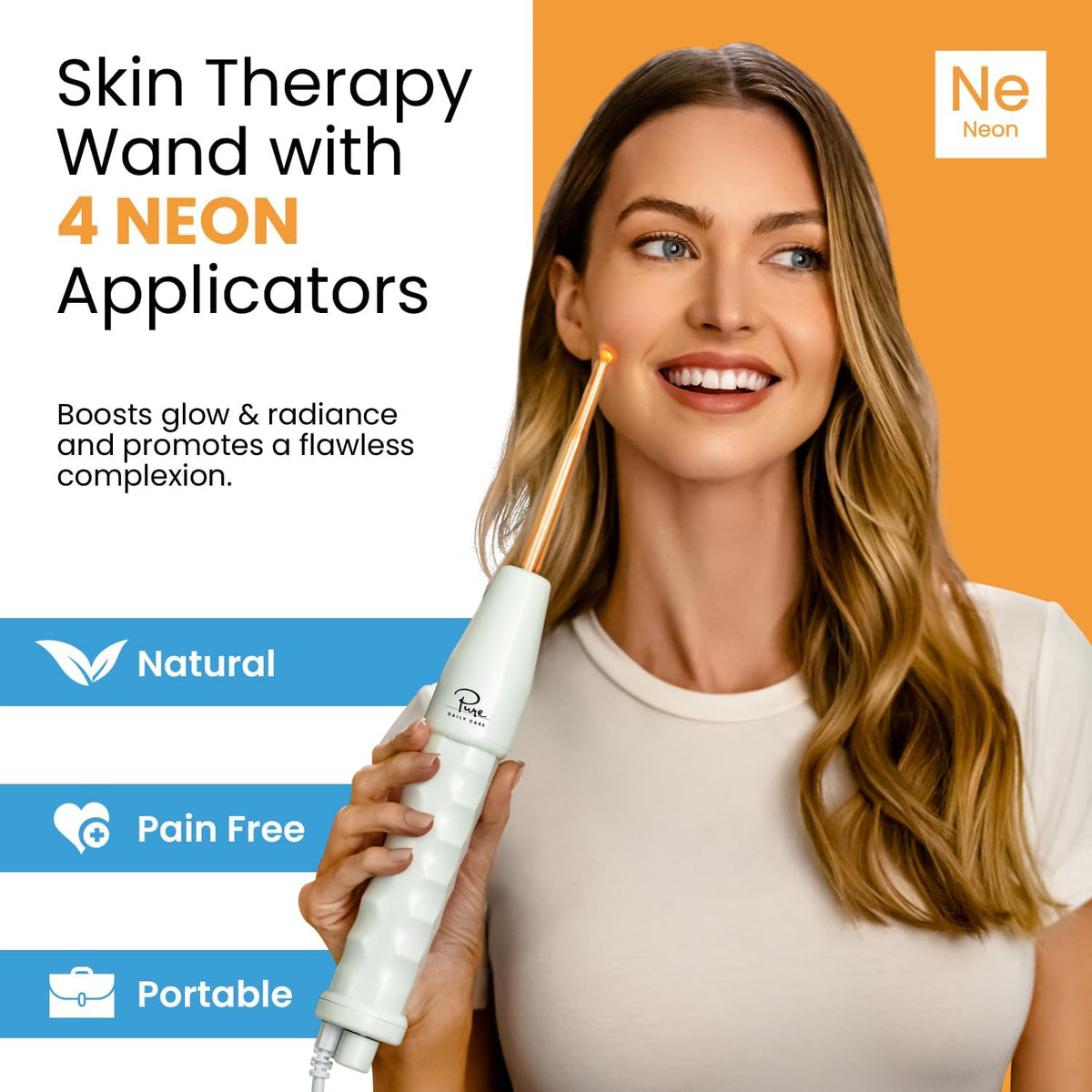 NuDerma - Máquina portátil de terapia de piel de mano, con neón, an...