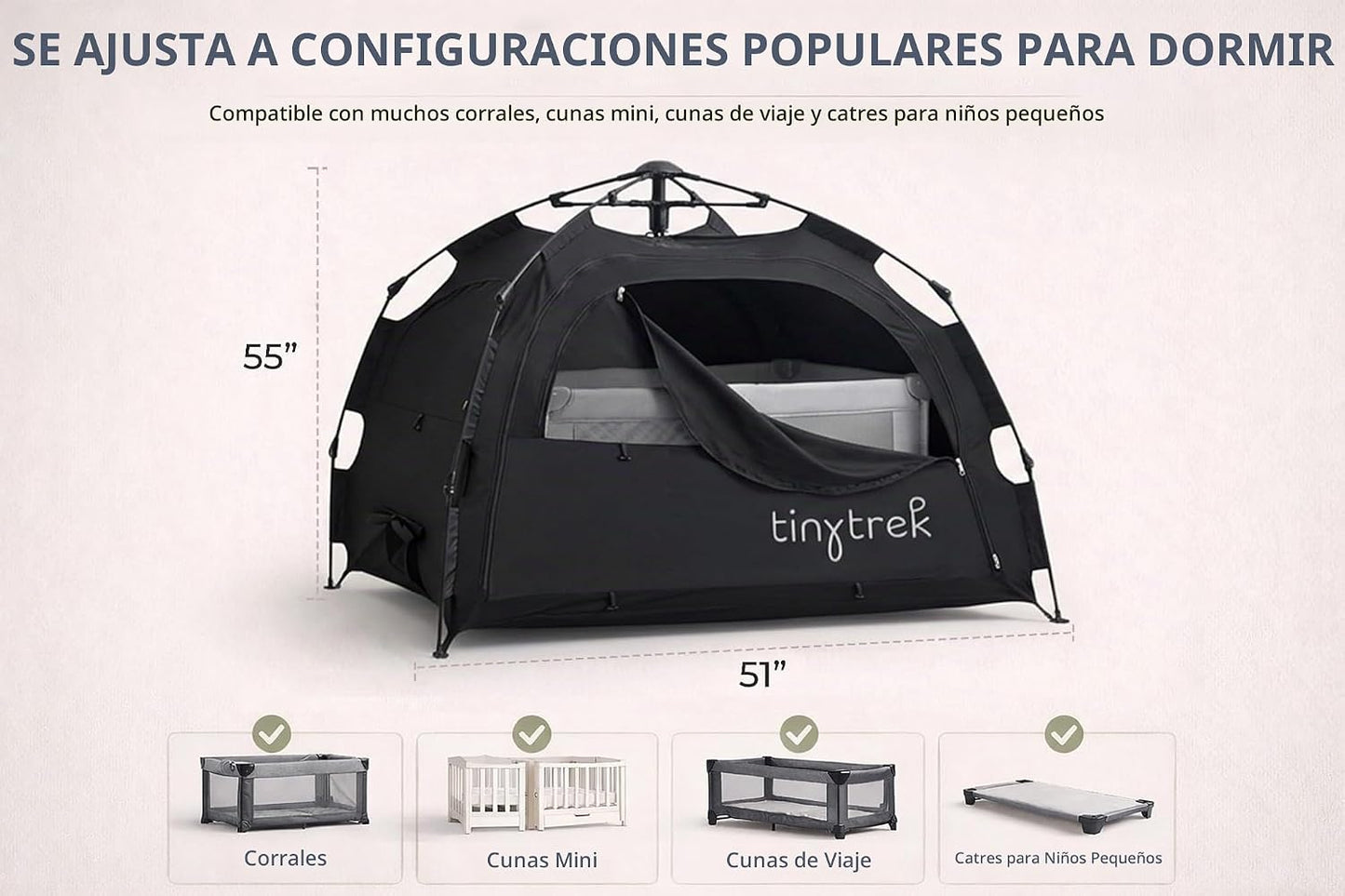 Tiny Trek Funda opaca Pack and Play, cubierta de tienda de campaña...