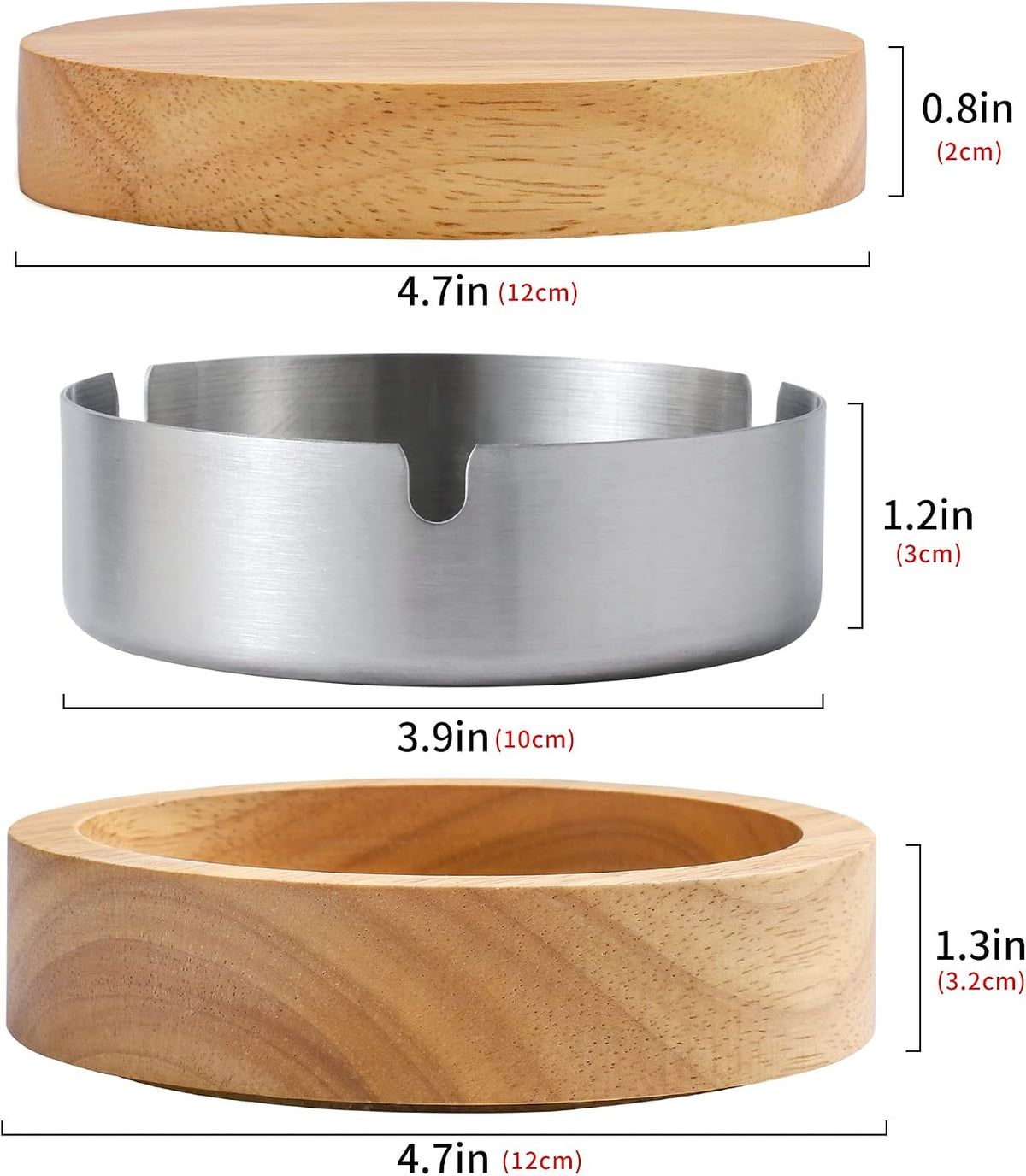 Cenicero de madera con tapa para fumadores, revestimiento de acero...