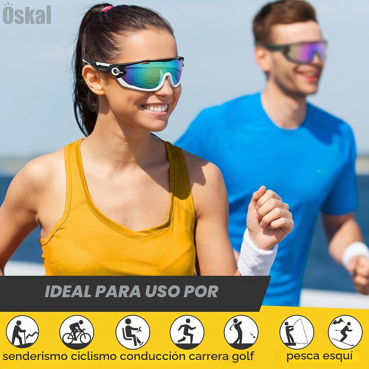 Luxbon - 2 lentes de correr para hombres y mujeres, resistentes a l...