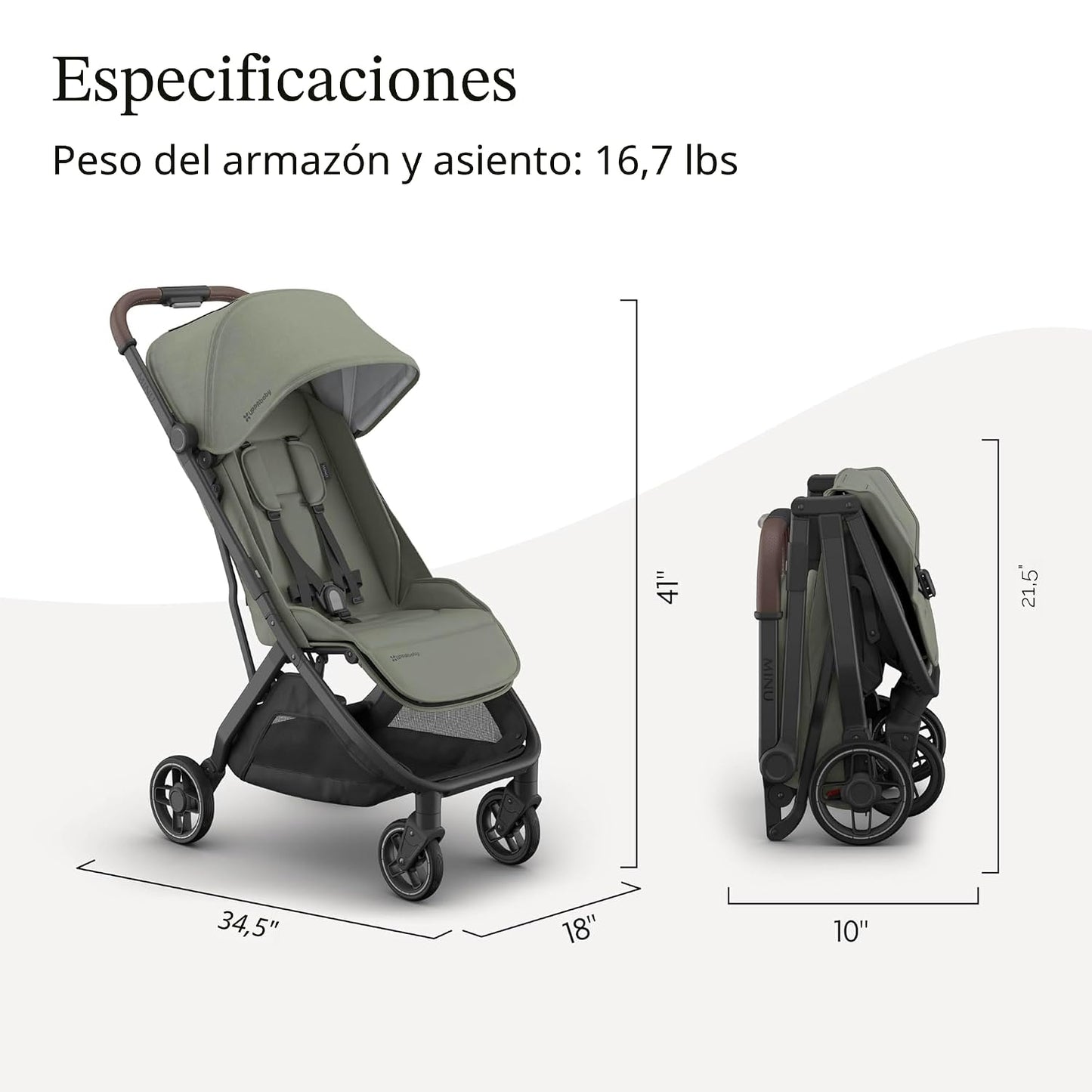 UPPAbaby Minu V3 Cochecito de viaje | Diseño ligero + compacto | Pl...