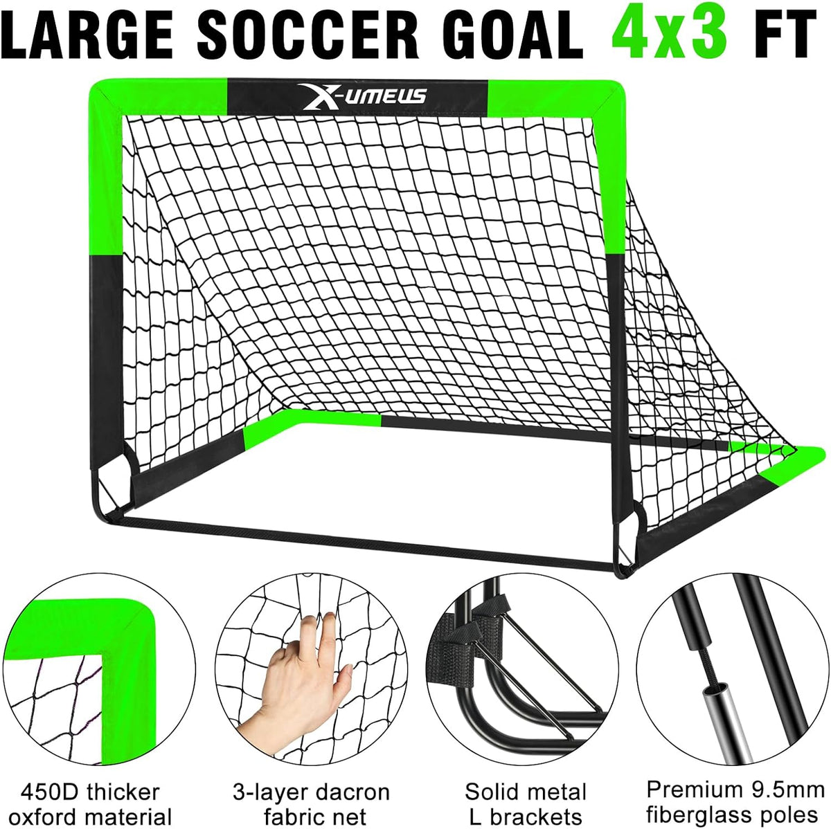 Porterías de fútbol para niños para patio trasero, juego de 2, 4 x...