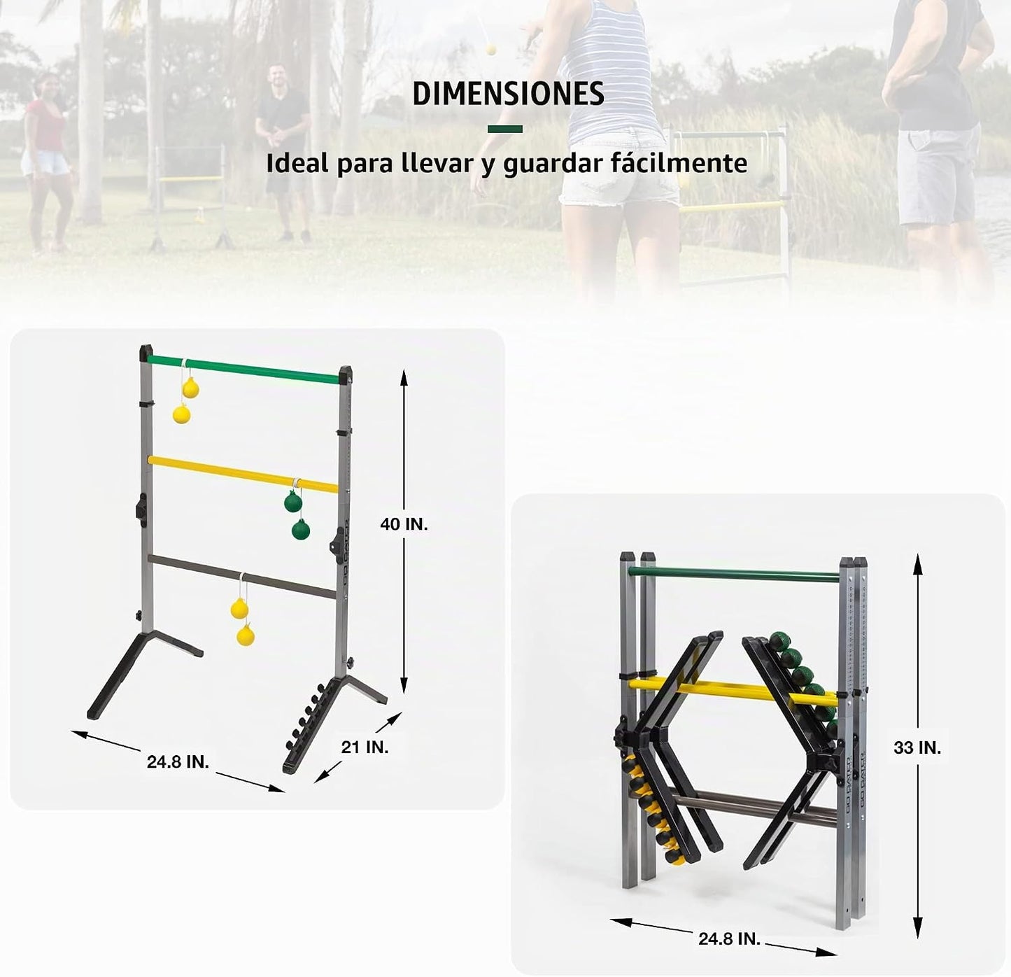 EastPoint Go Gater Ladderball Set, 2 escaleras de acero, 6 bolos, j...