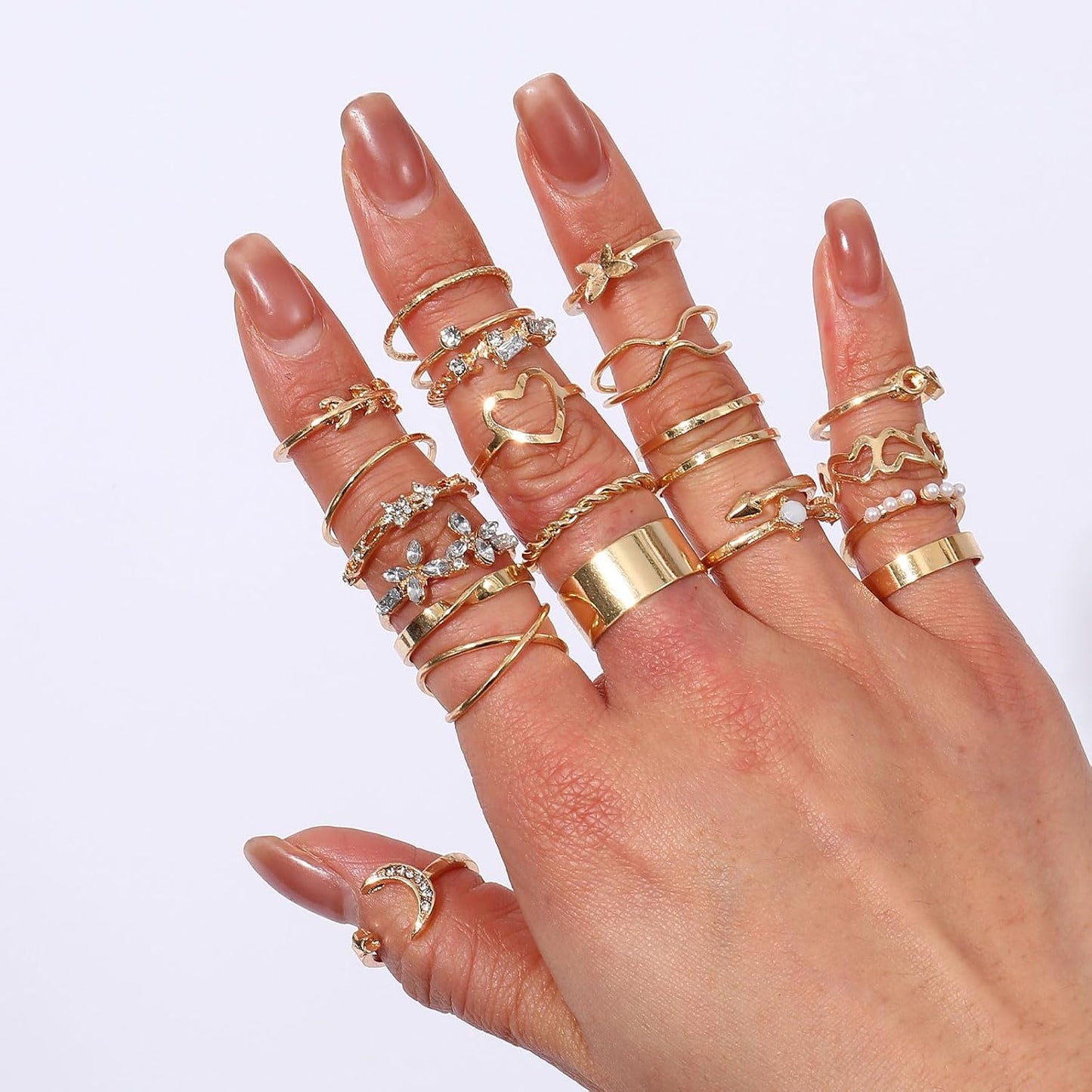 CHICUTIE Juego de anillos dorados para nudillos para mujeres, apila...