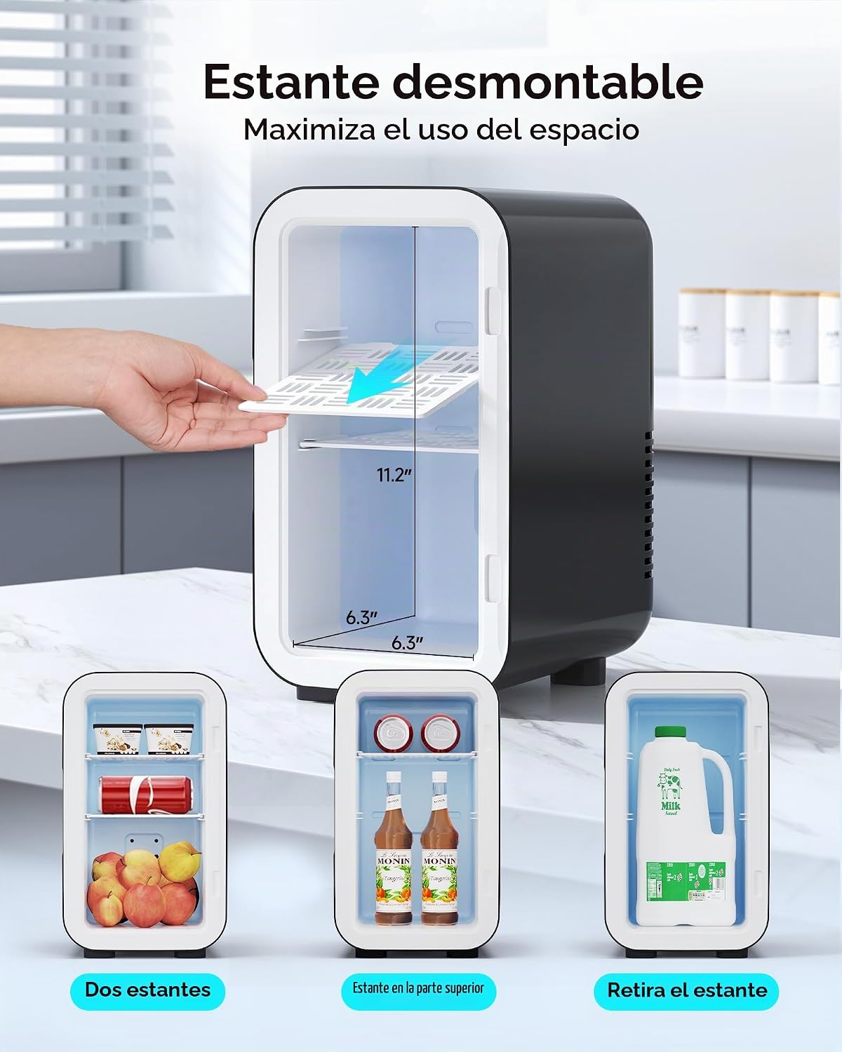 BEICHEN Mini refrigerador, de 6 litros \/ 8 latas, pequeño refriger...
