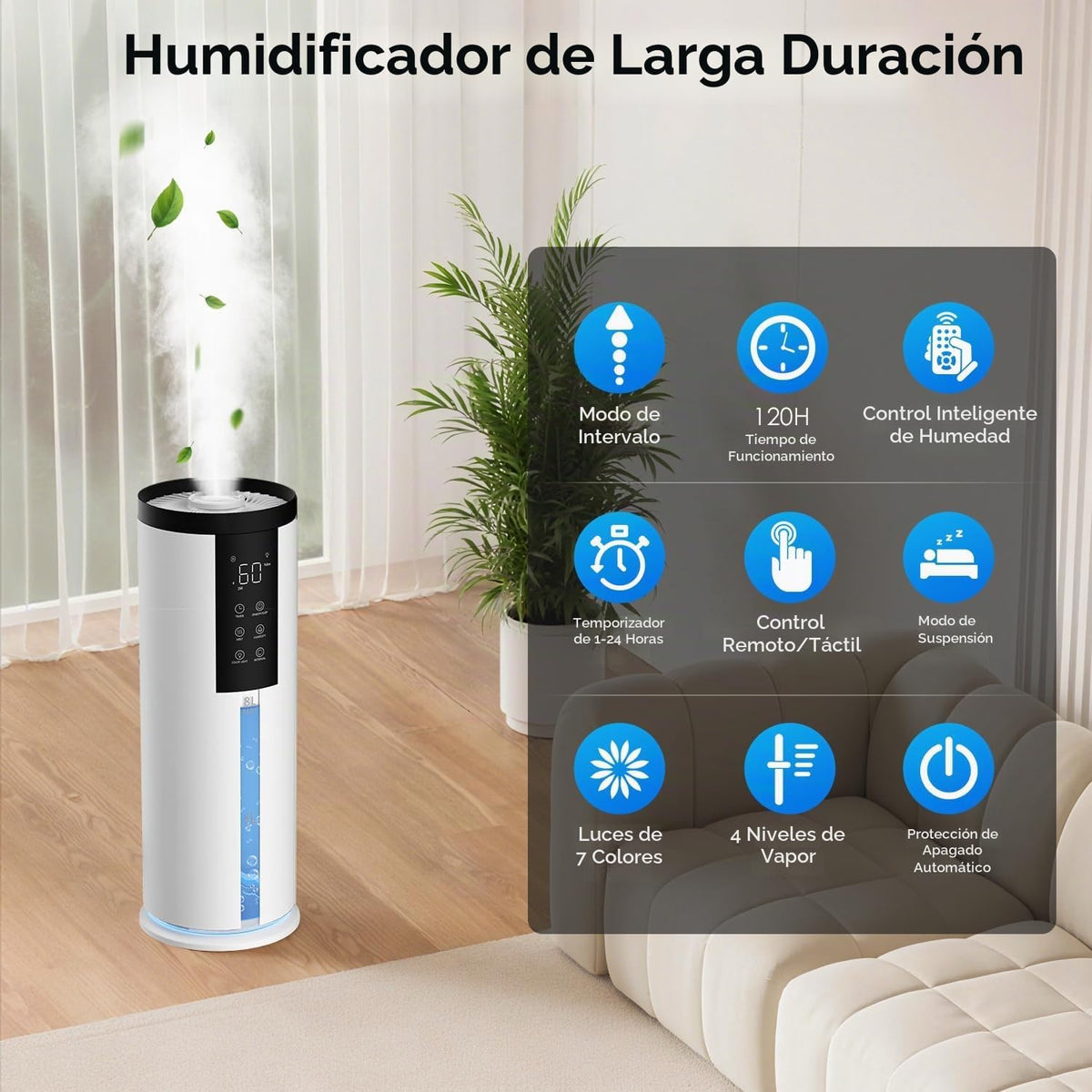 Humidificador doméstico GloryAir para habitación grande, relleno su...