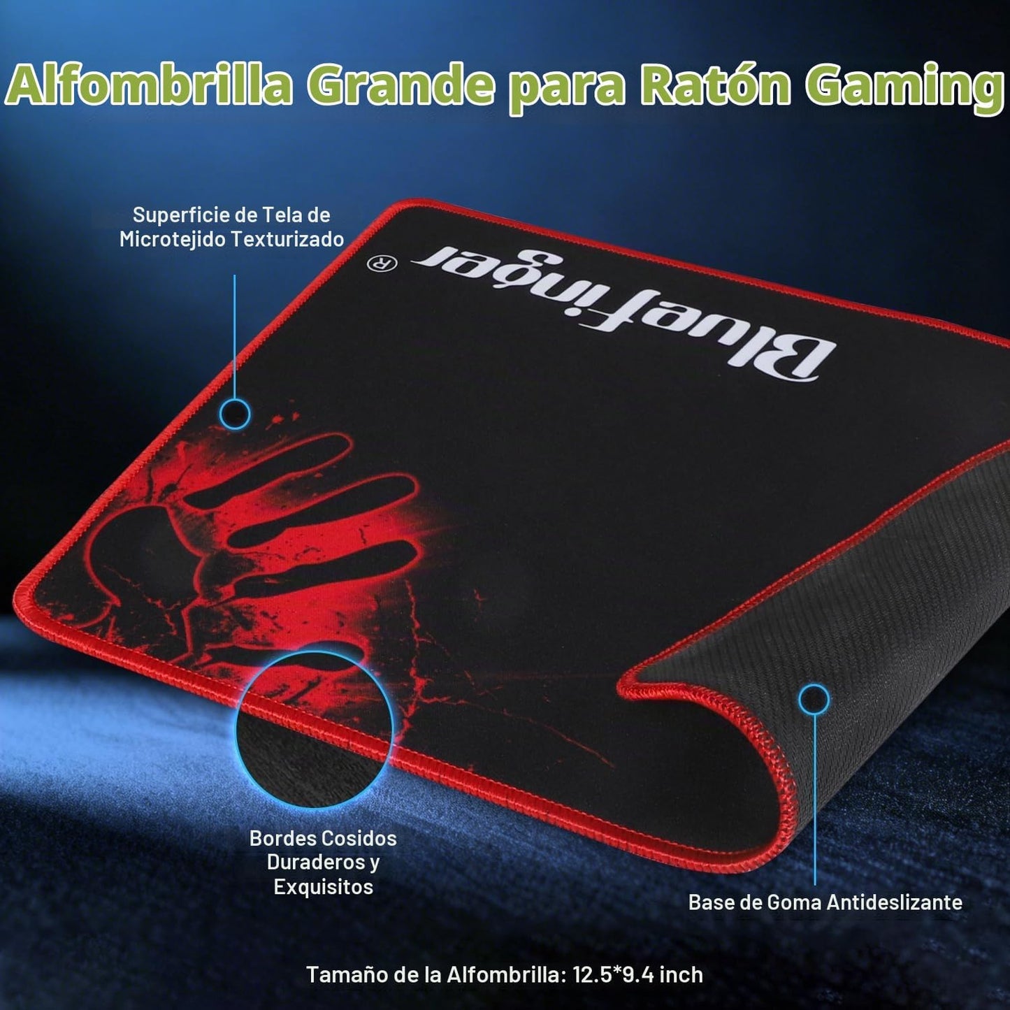 Combo de Teclado, Ratón y Auriculares para Juegos BlueFinger, Tecla...