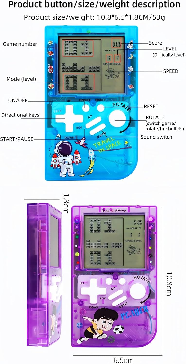 LZYCH Consola de juegos de ladrillo para niños, cuerpo transparente...