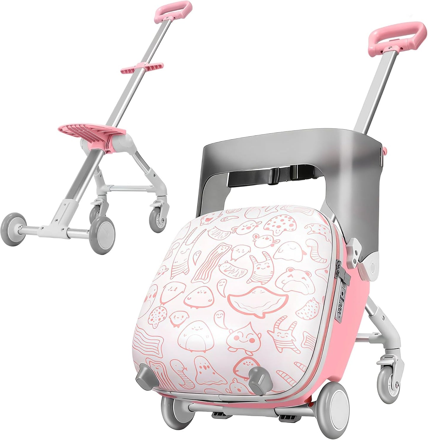 AODI Equipaje de viaje para niños con asiento, maleta de 20 pulgada...