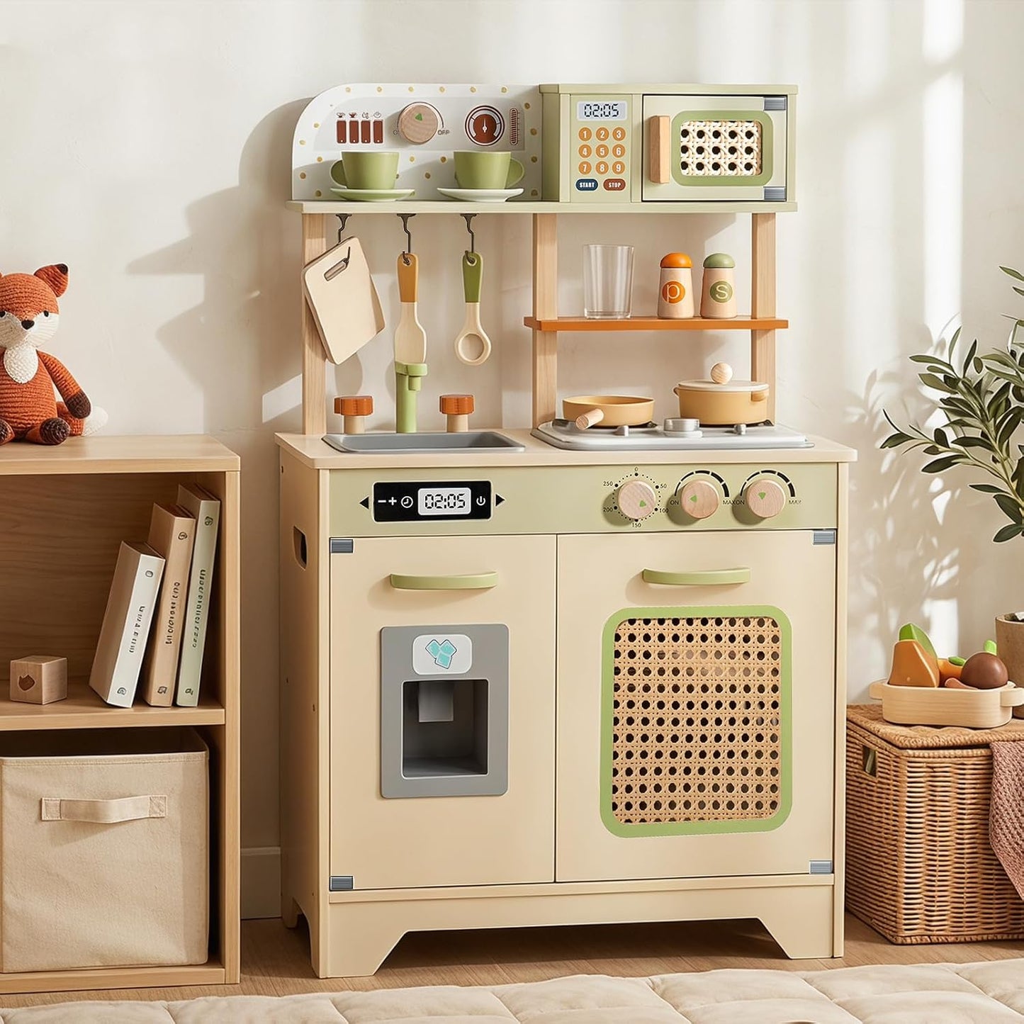 Juego de cocina de madera para niños pequeños, juego de cocina de j...