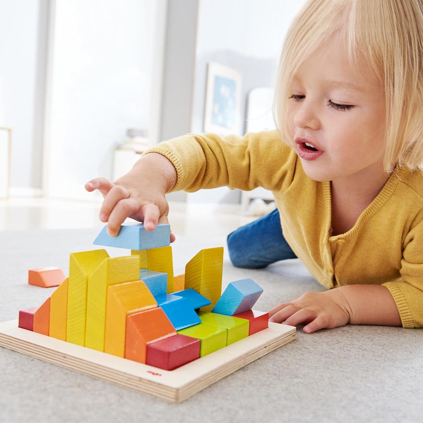 HABA Juego de arreglos 3D - Bloques de construcción de madera de pi...