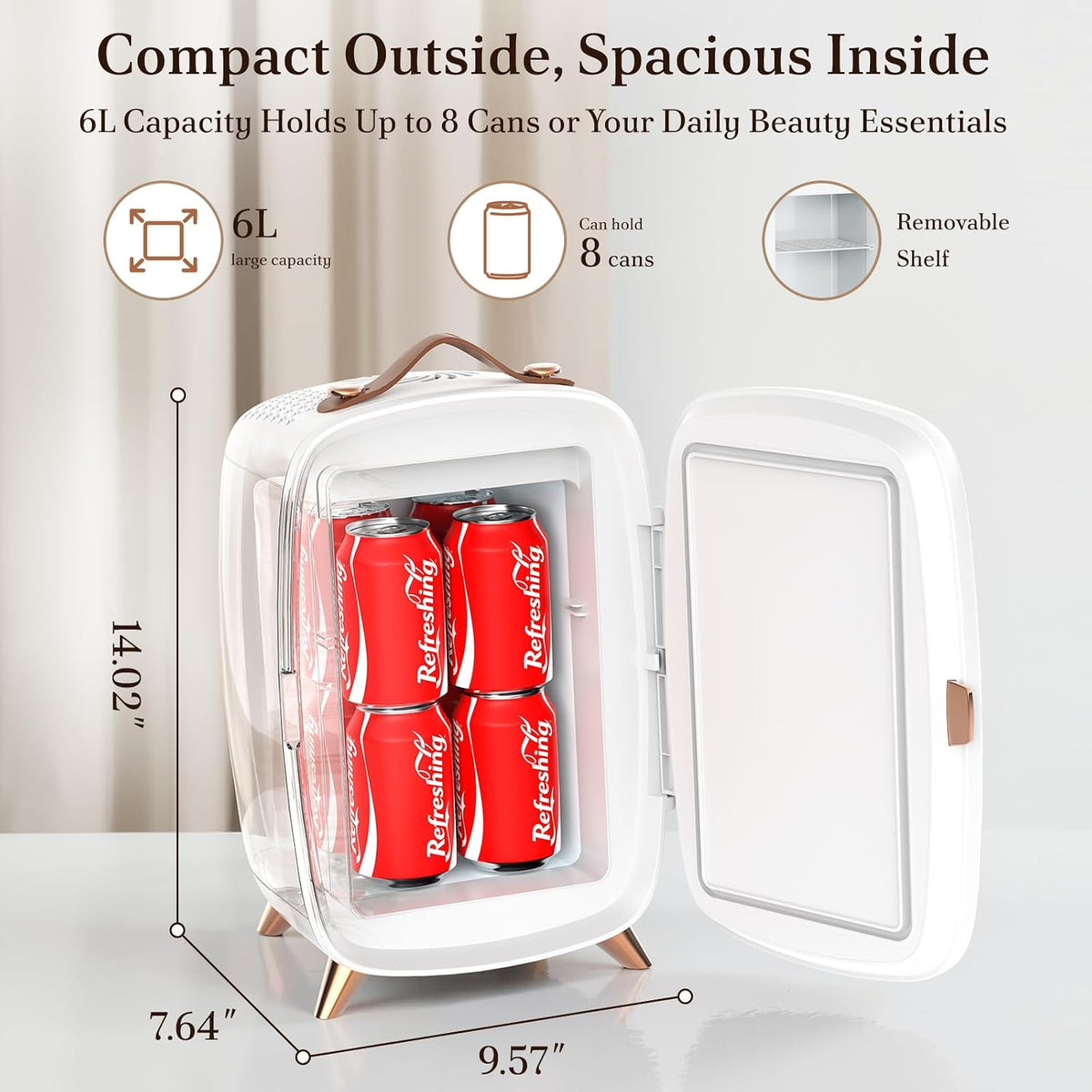 Electactic Mini refrigerador para el cuidado de la piel con espejo...