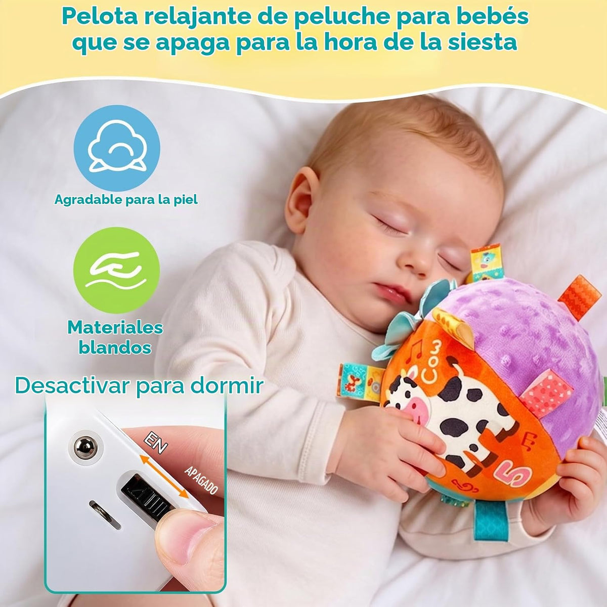 Thremhoo Juguete musical de bola para bebé con sonidos y canciones...