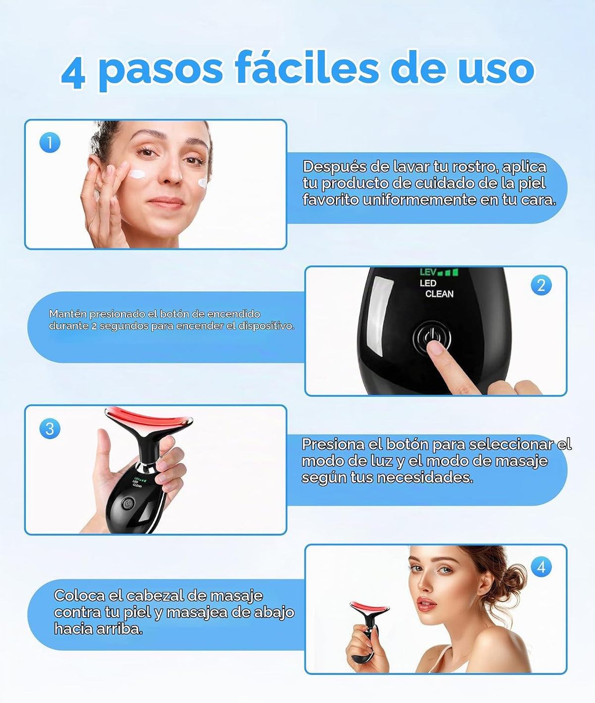 SDKWDH Terapia de Luz Roja para Cara y Cuello, Herramienta de Masaj...