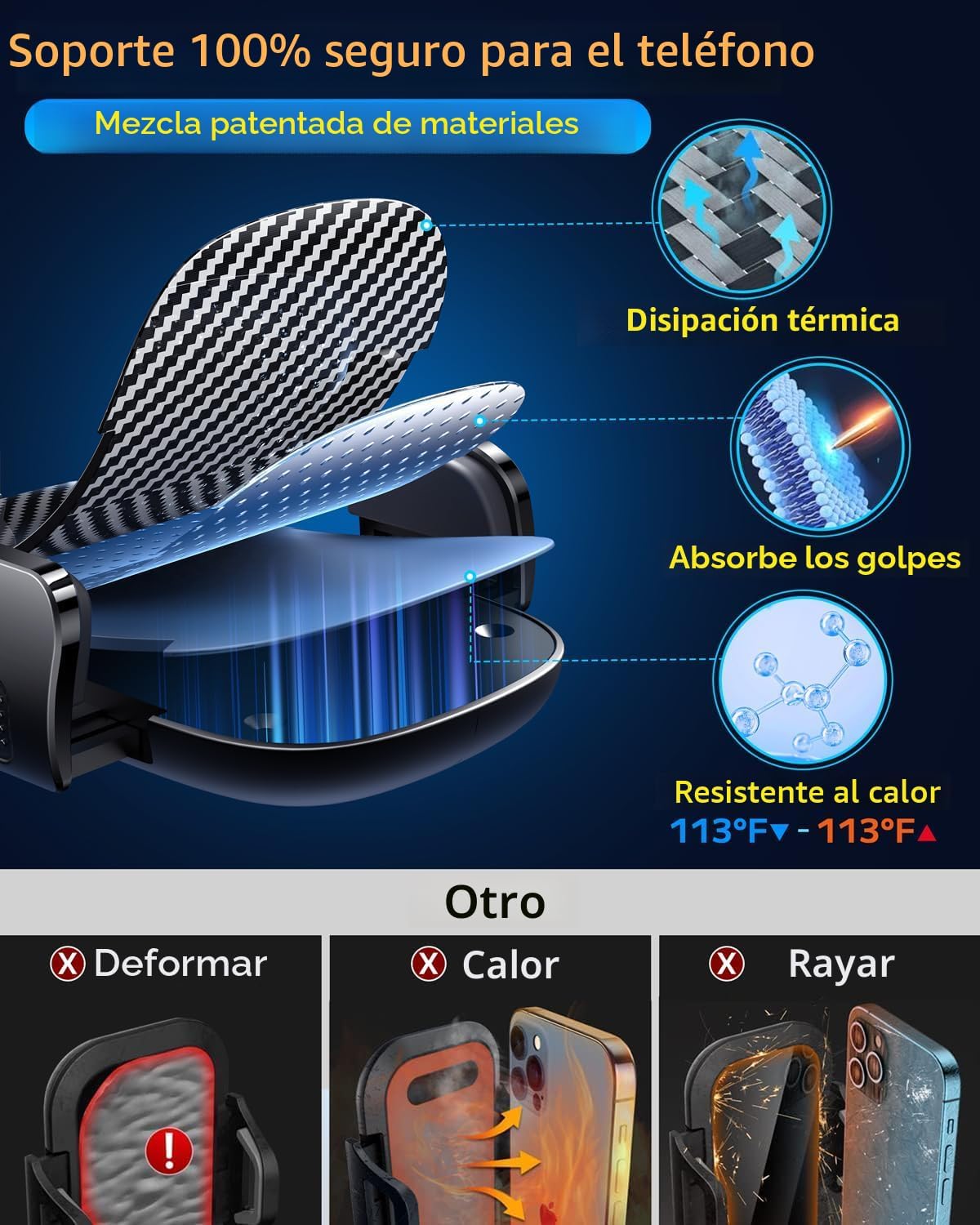 Qifutan Soporte de teléfono para automóvil, soporte de teléfono par...