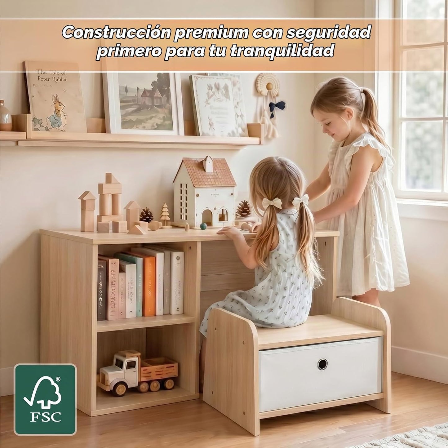 Faesun Estantería 3 en 1 para niños pequeños, estantería Montessori...