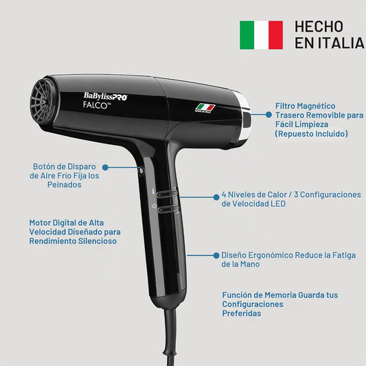Secador de pelo Falco profesional italiano de alta velocidad BaByli...