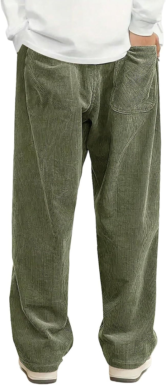 Hidkat Pantalones de corduroy casual para hombre, pantalones de pie...