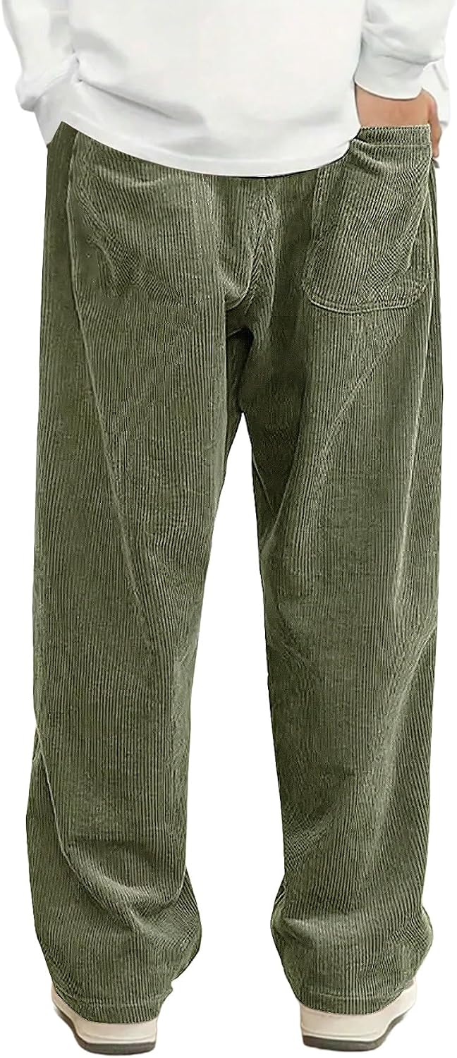 Hidkat Pantalones de corduroy casual para hombre, pantalones de pie...