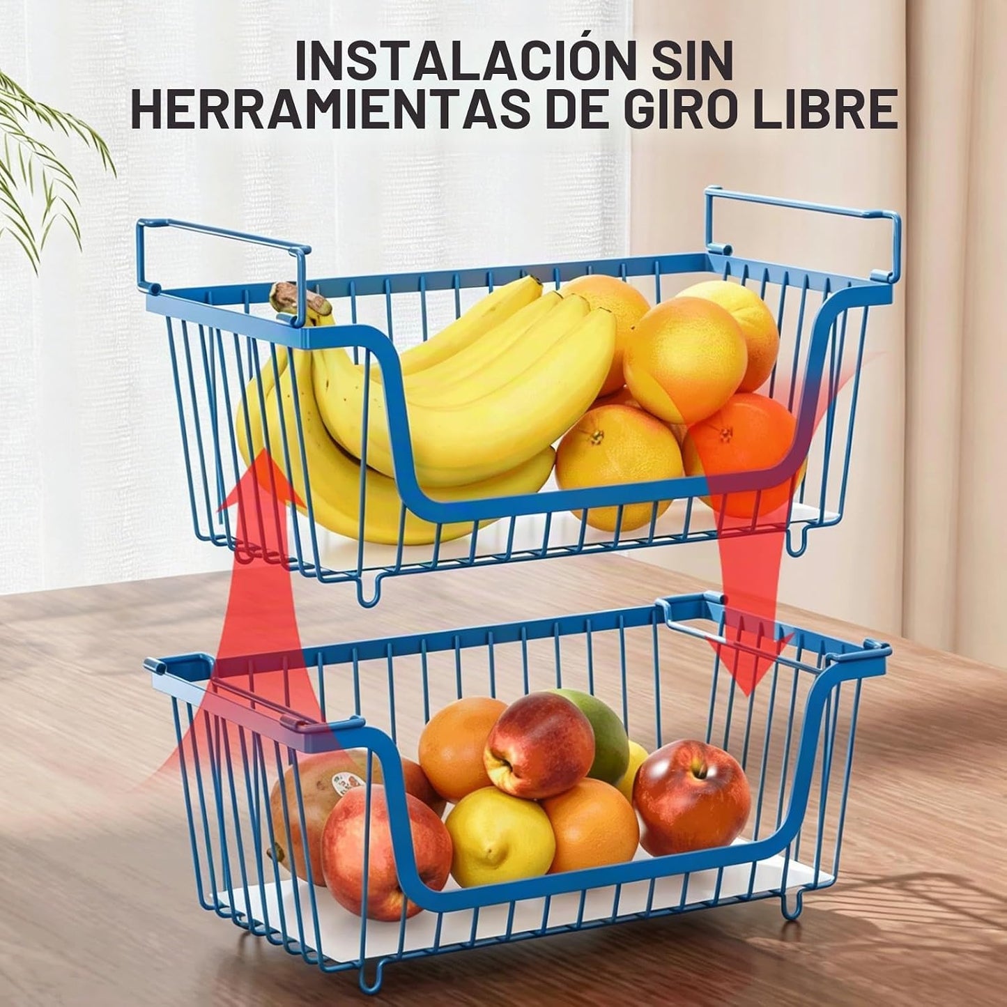 GAOKASE 4 cestas apilables de alambre para organizadores y almacena...