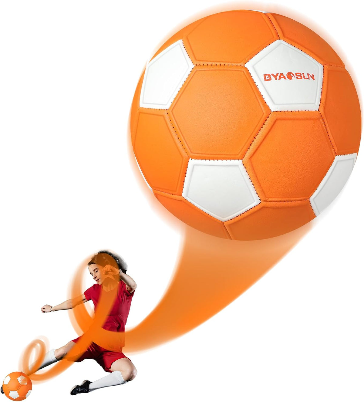 BYAOSUN Pelota de fútbol curva tamaño 4, pelotas suaves con curva p...